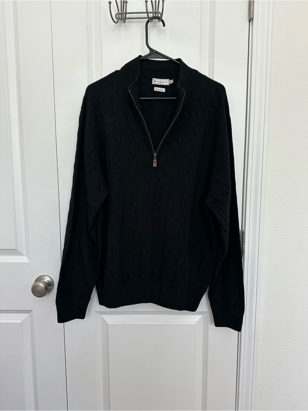 Peter Millar Luxe Blend 90% Wool 10% Cashmere 1/4 Zip Sweater Size L